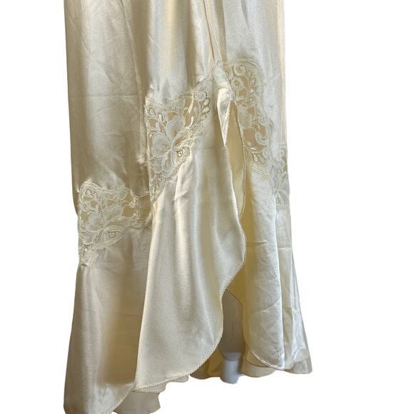 Vintage 70s Lanvin Satin & Lace Night Gown & Robe Set Wedding Bridal Honeymoon - Picture 7 of 15